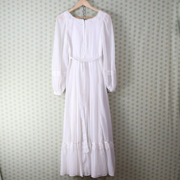 ❌SOLD❌vintage 70s gunne sax white maxi dress sheer - Picture 9 of 11